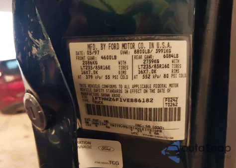 1997 Ford F-250 Xl from USA, damaged, VIN 1FTHW26F1VEB86182